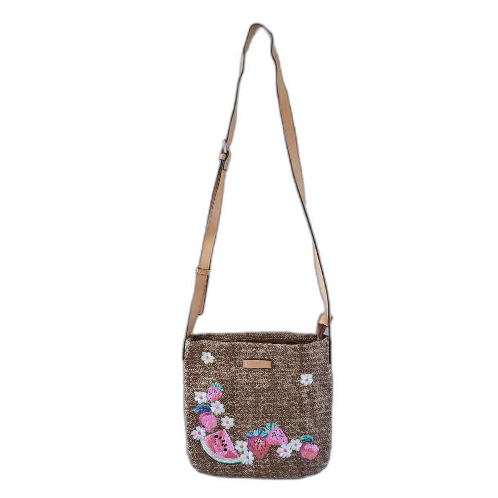 Vera Bradley Straw Crossbody Purse strawberry watermelon flower embroidery
